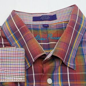 Alan Flusser XXL Mens Plaid Button Down Long Sleeve Casual Shirt